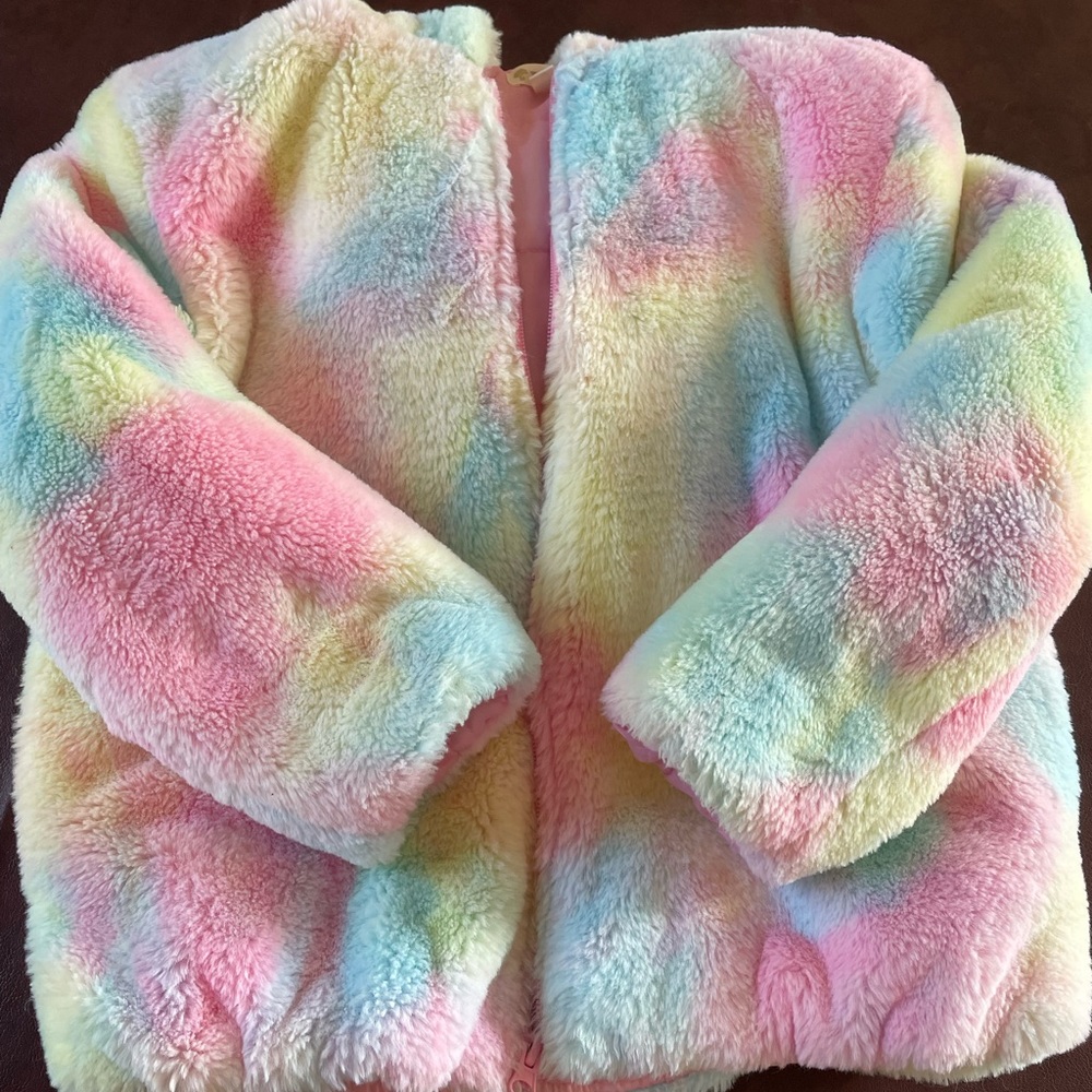 Rainbow puffy coat!
